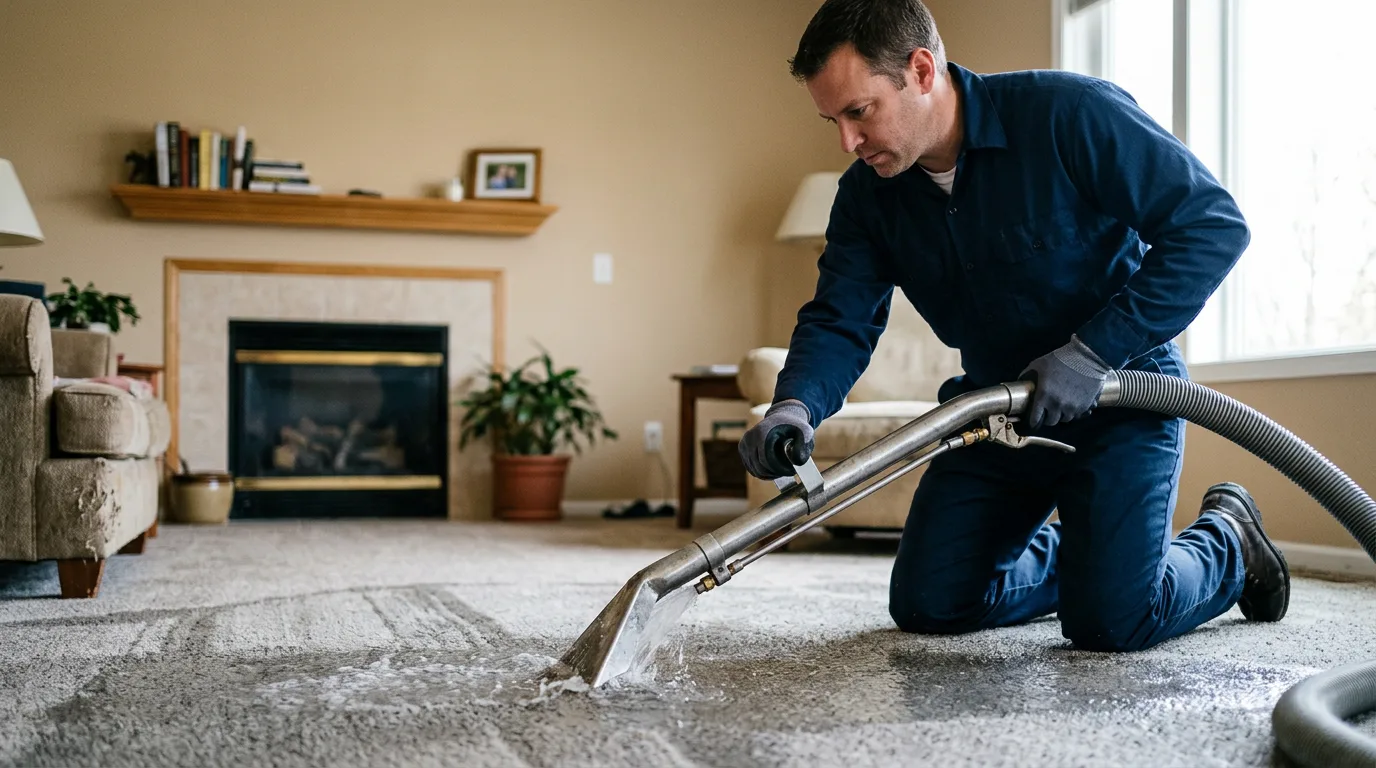 Water damage restoration technician working near Montague, NJ